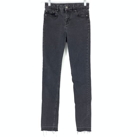 Maje Jeans Women's Size 36 US 26 High Rise Super Skinny Raw Hem Dark Wash Black - Picture 1 of 5